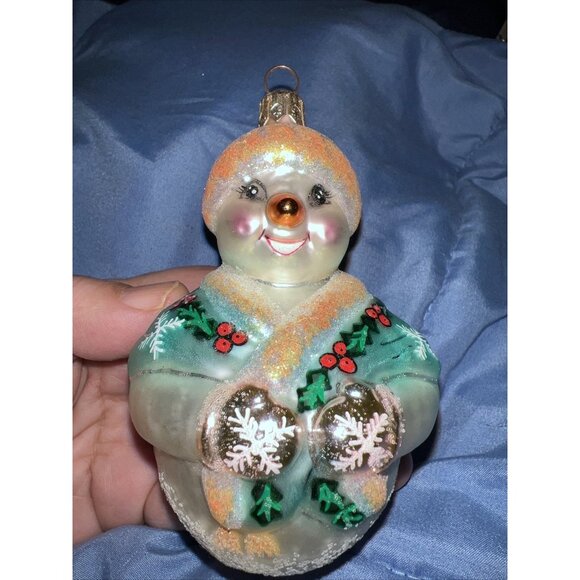 Vtg Christopher Radko Jolly Wrap Snowman Ornament for Juvenile Diabetes ❤️ - Picture 1 of 7